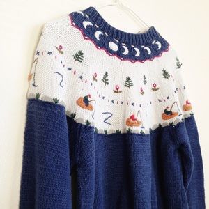 Embroidered Knit Grandma Sweater